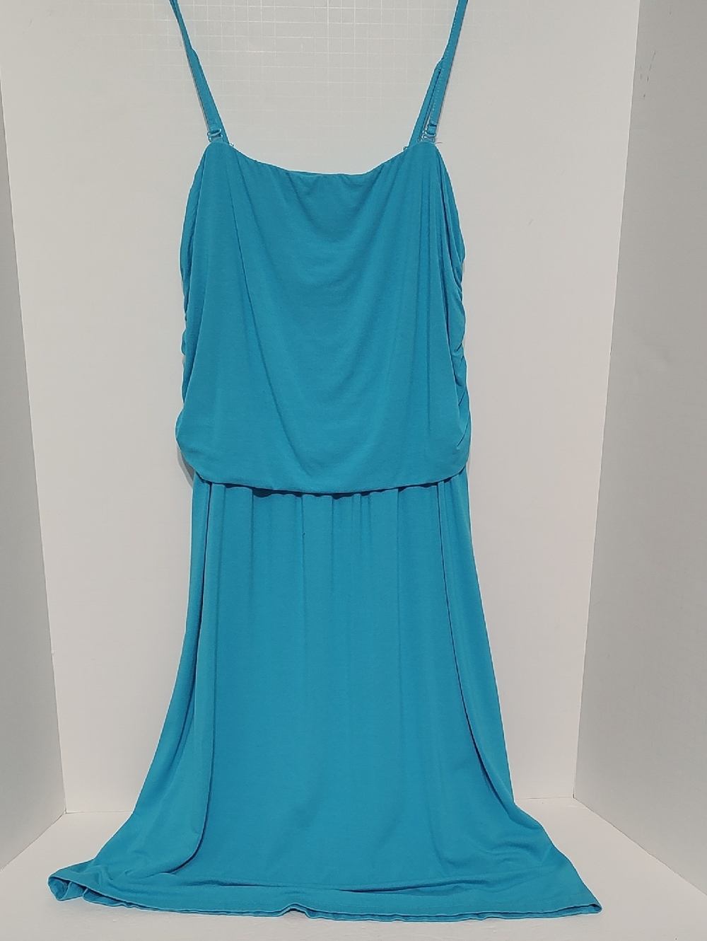 Turquoise Willi Smith Summer Dress W Removable Spaghetti Straps Blousy Top Sz L